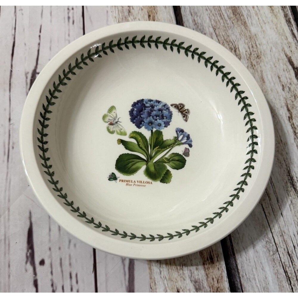Portmeirion Botanic Garden Rimmed Soup 8  1/2” Blue Primrose Bowl New